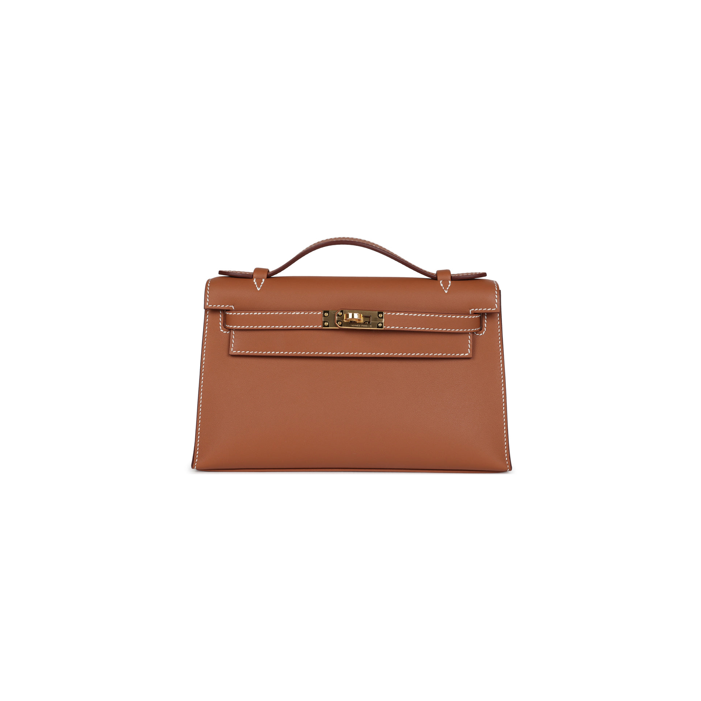 HERMES KELLY POCHETTE GOLD SWIFT GOLD HARDWARE (22*14*7cm) 